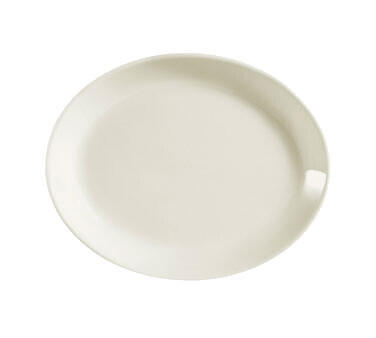 C.A.C REC-34C Platter, 9-1/2&quot;L x 7-1/4&quot;W x 1-1/4&quot;H, oval, coupe, dishwasher, oven and microwave safe, stoneware (ceramic), American White - 2 Dozen
