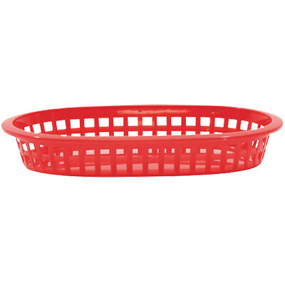 TableCraft 1073R 9 1/4&quot; x 6&quot; x 1 1/2&quot; A La Carte Red Plastic Oval Fast Food Basket