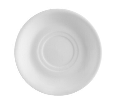 C.A.C RCN-2 Clinton Saucer, 6&quot; dia. x 1&quot;H, round, rolled edge, dishwasher, oven and microwave safe, porcelain, Super White  - 3 Dozen