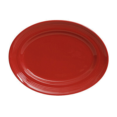 Tuxton CQH-136  Platter, 13-3/4" x 10-1/2", oval, wide rim, microwave &amp; dishwasher safe, oven proof, fully vitrified, lead-free, ceramic - 6/Case