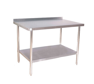 Klinger&#39;s ABST 2448 Trading Stainless Steel Work Table,  Adjustable Undershelf, 2&quot;H Rear Up-Turn