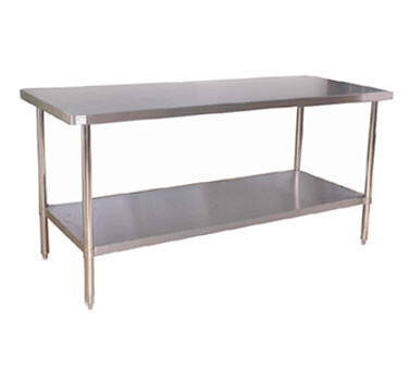 Klinger&#39;s AST1836 Work Table, 36&quot;W x 18&quot;D x 36&quot;H, 18/430 stainless steel top, turned down edges, stainless steel undershelf &amp; legs, adjustable bullet feet