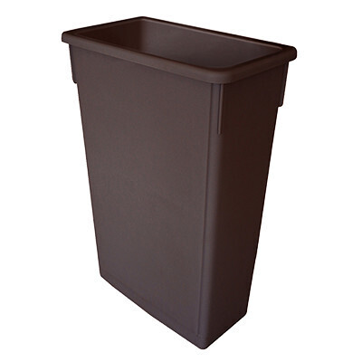 Thunder PLTC023B Trash Can, 23 gallon, rectangular, flat bottom, durable, plastic, brown