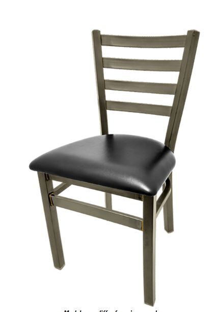 Oak Street SL135C Dining Chair, ladder back, seat to be specified, welded 1.2mm steel frame, 1-1/4&quot; steel tubing, non-marring poly glides, premium clear coat finish