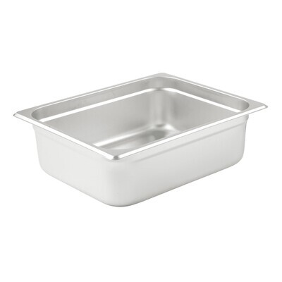 Winco SPJL204 Anti-Jamming Steam Table Pan, Half Size, Stainless Steel, Standard Weight, 4" Deep