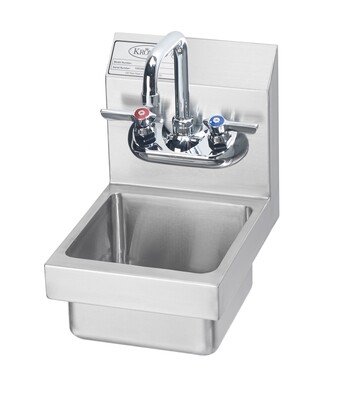 Krowne HS-1 MiniMax Hand Sink, Stainless Steel, Wall-Mounted, 9&quot; x 12&quot; x 13&quot;, 5&quot; Deep Bowl