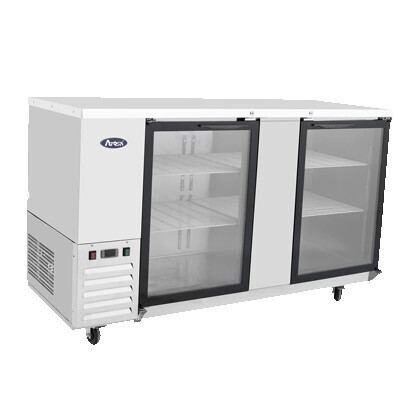 Atosa MBB69G-GR  Back Bar Cooler, two-section, 68&quot;W x 28-1/10&quot;D x 40-1/8&quot;H, self-contained side mount refrigeration, 21.5 cu. ft., (2) locking glass doors, electronic temperature controller, (4) epoxy