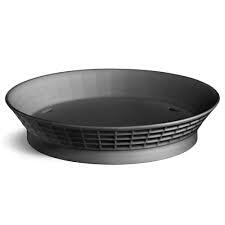 TableCraft 157512BK Platter Basket, 12&quot; dia. x 2-1/4&quot;H, round, with base, heat resistant up to 150°F/65°C, heatlamp/dishwasher/microwave safe, polypropylene, black