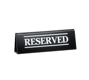 TableCraft 2060A  Table Tent, imprinted &quot;Reserved&quot;, 6&quot; x 1-1/4&quot; x 2&quot;, acrylic