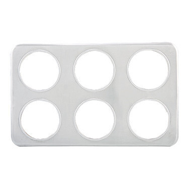 Winco ADP-444 Adapter Plate, 21"W x 13"D, (6) 4-3/4" holes, fits 2-1/2 qt. insets, stainless steel