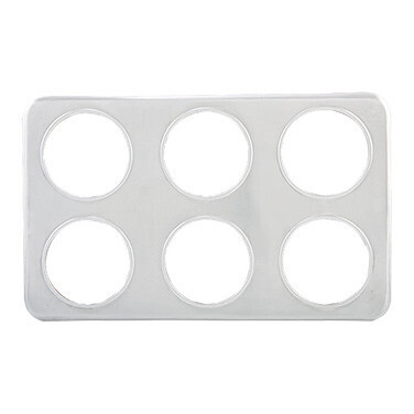 Winco ADP-444 Adapter Plate, 21&quot;W x 13&quot;D, (6) 4-3/4&quot; holes, fits 2-1/2 qt. insets, stainless steel