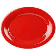 Thunder CR213PR Platter, 13-1/2" x 10-1/2", oval, break-resistant, dishwasher safe, melamine, pure red