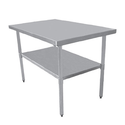 Serv-Ware T2448CWP-4 Economy Series Work Table,  Stainless Steel Top, Galvanized Undershelf and Legs