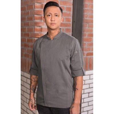 Chef Works BCLZ008-GRY-4LX Hartford Chef's Coat Long Sleeve, Gray, 4X-Large