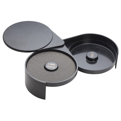 Winco GR-2 Glass Rimmer with Sponge, Plastic, Black, 2- Tier