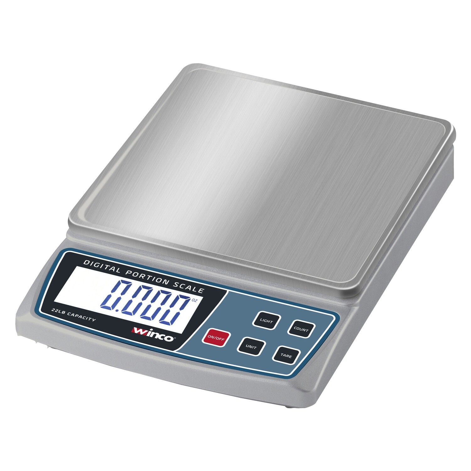 Winco SCAL-D22 Portion Control Scale, digital, 22 lb. capacity, 2-1/2&quot; x 1&quot; LCD display with backlight, removable 6&quot; x 6&quot; stainless steel platform