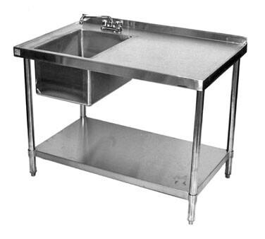 Klinger&#39;s Trading STB-2472-BL Work Table With Prep Sink, Sink on Left, 72&quot; x 24&quot;x 37&quot;