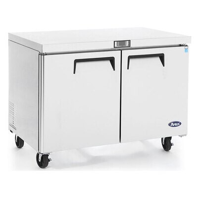 Atosa MGF8402GR  Undercounter Refrigerator, reach-in, two-section, 48-1/4&quot;W x 30&quot;D x 34-1/8&quot;H, rear-mounted self-contained refrigeration, 13.38 cu