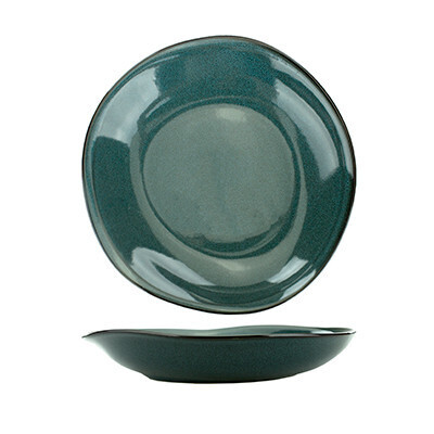 International Tableware LU-120-MI Pasta/Rim Soup Bowl, 48 oz., 10-1/2&quot; dia. x 2&quot;H, round, microwave &amp; dishwasher safe, lead free, fully vitrified stoneware, hand painted reactive glaze finish, Midnigh