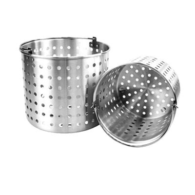 Thunder ALSKBK002 Steamer Basket, fits 16 quart pot ALSKSP003, perforated, lift pail handle, aluminum, mirror-finish