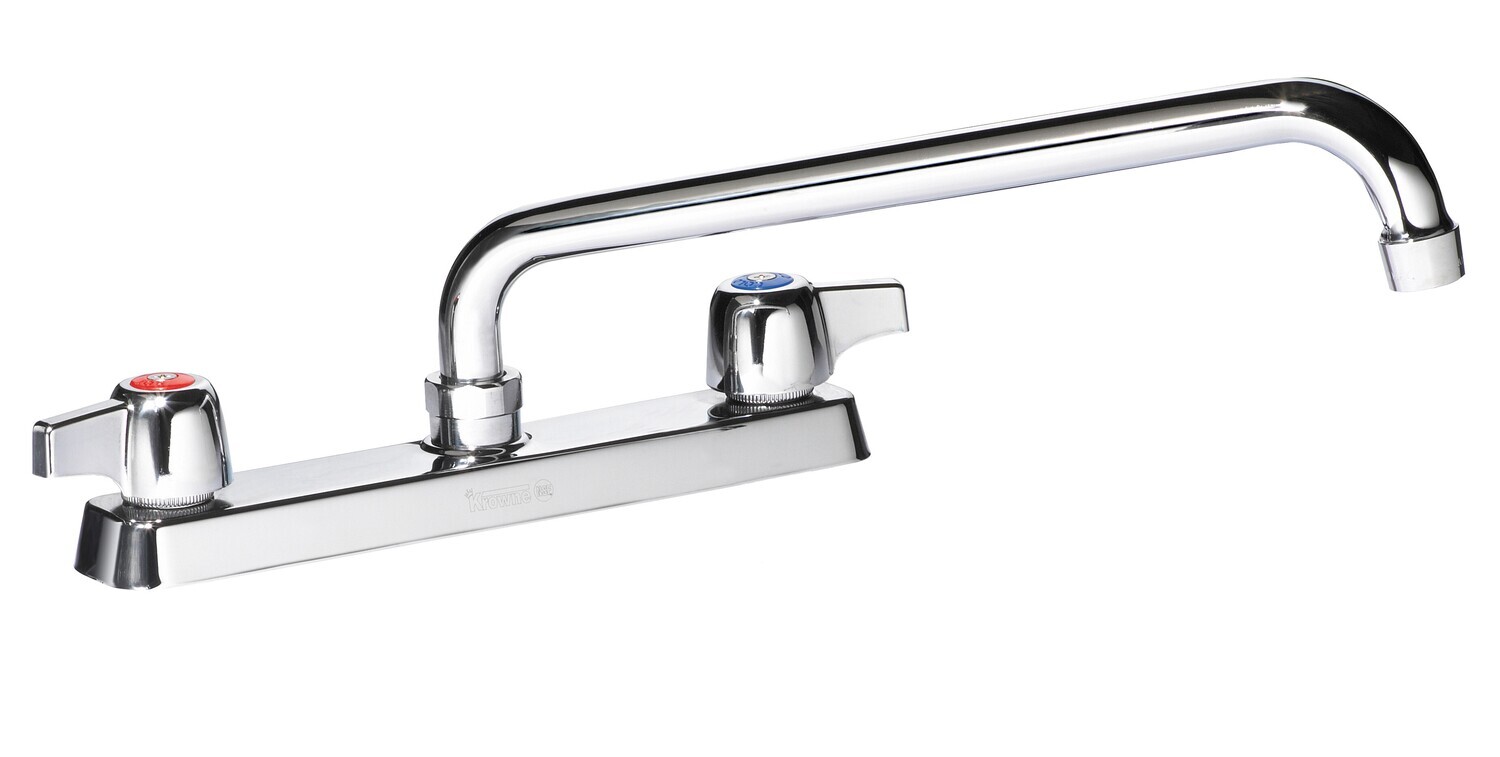 Krowne 13-812L  Silver Series Faucet, deck mount, 8&quot; centers, 12&quot; swing spout, quarter-turn ceramic cartridge valve, low lead compliant