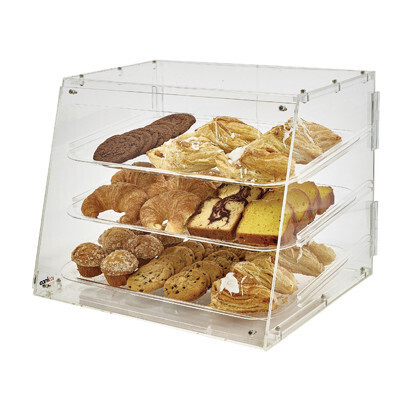 Winco ADC-3  Display case, 21&quot; x 18&quot; x 16-1/2&quot;H, counter-top, rear door, includes: (3) 12&quot; x 18&quot; trays, acrylic, clear