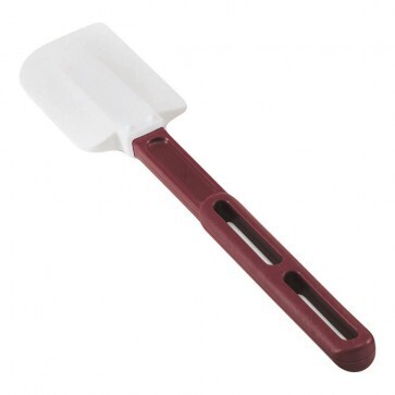 Vollrath 52026  Spatula, 16-1/2", white contoured flexible blade, non-scratching, non-staining silicone spoon/blade resists heat up to 500°F (260°C), red polypropylene handle molded to spoon blade to