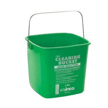 Winco PPL-3G  Cleaning Bucket for Soap Solution, Polypropylene, Green, 3 qt.