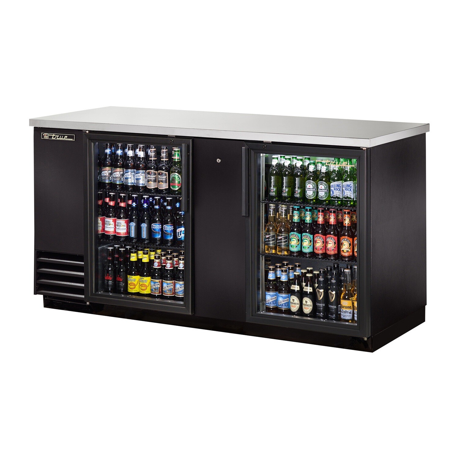 True Mfg. TBB-3G-HC-LD Back Bar Cooler, Two Section, (3) 1/2 Keg Capacity, 69.12&quot;