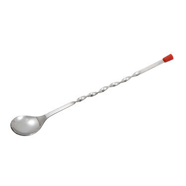 Winco BPS-11 Bar Spoon, 11&quot;L, red knob, stainless steel