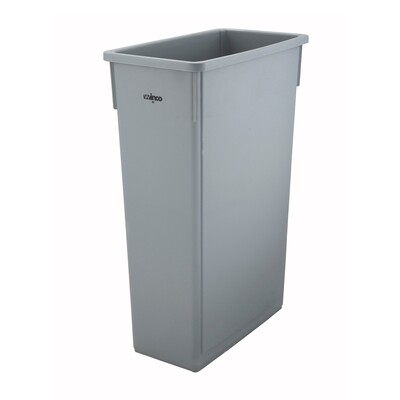 Winco PTC-23SG Slender Trash Can, 23 gallon, 20-1/8”L x 10-7/8”W x 29-7/8”H, HDPE, gray