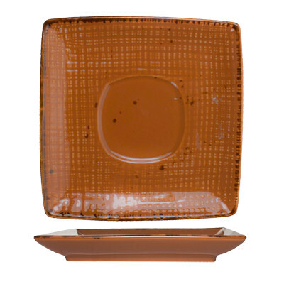 International Tableware SV-2-TE Saucer, 5-3/4&quot; x 5-3/4&quot;, square, embossed, speckled, fully vitrified, microwave &amp; dishwasher safe, lead free, stoneware, terracotta- 1 Dozen