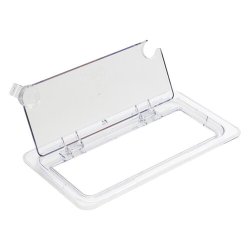 Winco SP7300H Food Pan Cover, 1/3 size, hinged, notched, peg hole, polycarbonate