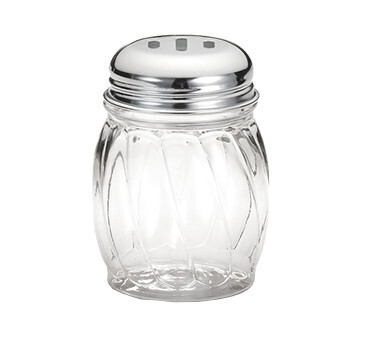 TableCraft 260SL-1  Cheese Shaker, 6 oz., swirled glass jar (dishwasher safe), chrome plated slotted top
