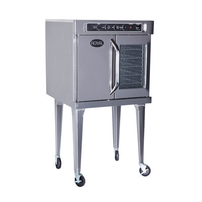 Royal Range RECO-1 Convection Oven, electric, single-deck, standard depth, accommodates full size sheet pans, electric thermostat adjustable from 150-500°F,