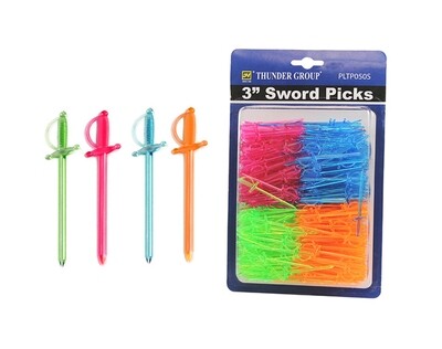 Thunder Group PLTP050S Sword Picks 3&quot; Assorted Colors - 500/Pack