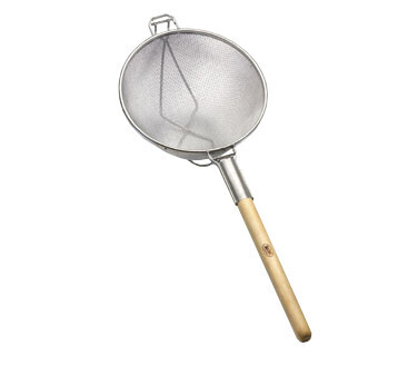 TableCraft 1024 Mesh Strainer, Round Wooden Handle, Reinforced, 13.5&quot; Dia