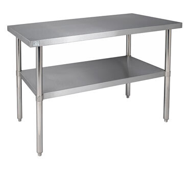 Klinger&#39;s SG 2448 Trading Work Table, Stainless Steel Top, Galvanize Legs &amp; Adjustable Undershelf