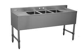 Serv-Ware BAR3B60-LR-CWP Under-Bar Sink, 3 Compartment, 60&#39;&#39;W x 18-3/4&#39;&#39;D x 33&#39;&#39;H