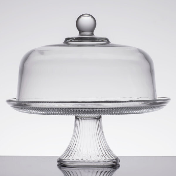 Anchor 86475L13  Hocking Cake/Pie Display Stand Dome Set, Canton, Glass, Clear, 12.5&quot;