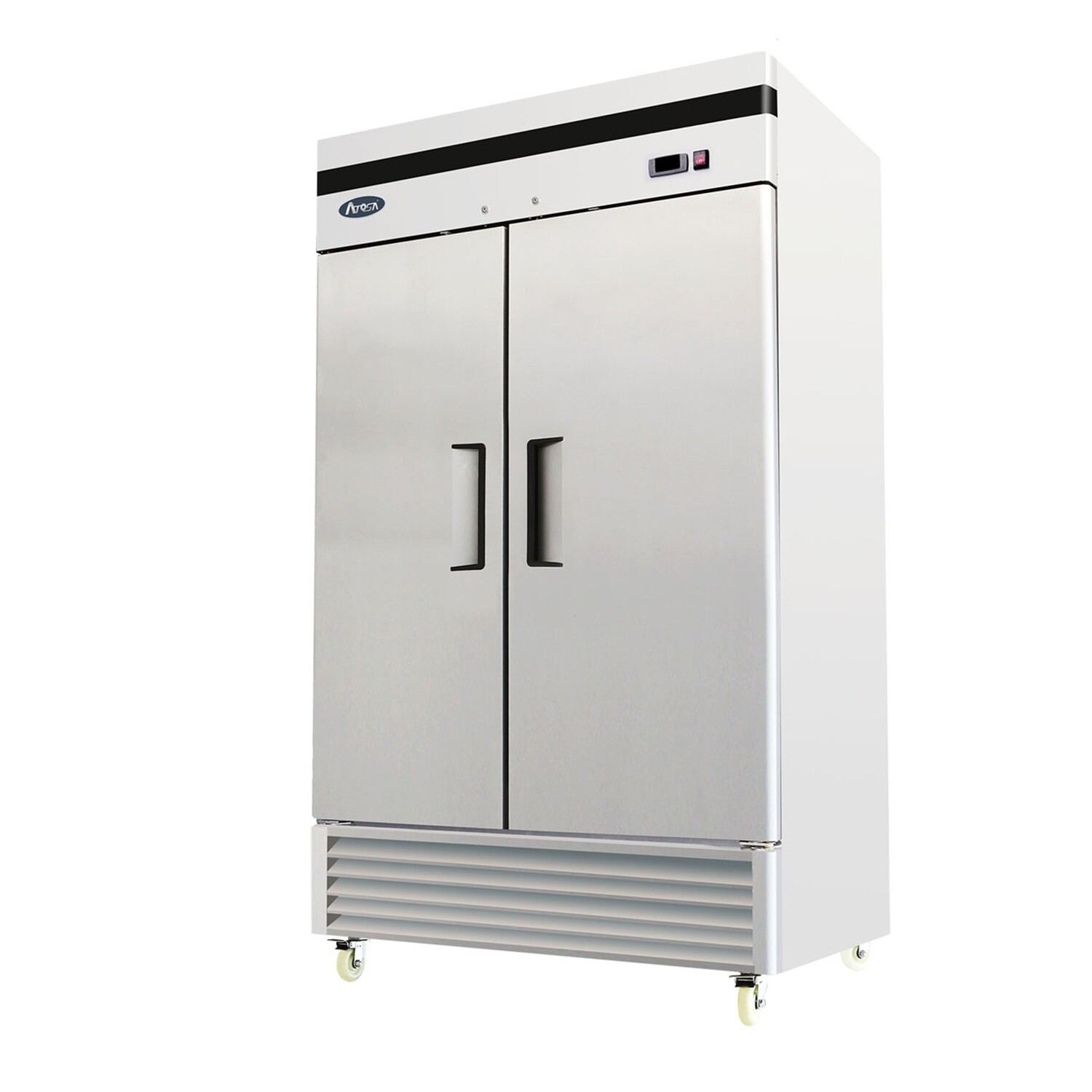 Atosa MBF8507GR  Refrigerator, reach-in, two-section, 54-2/5&quot;W x 31-7/10&quot;D x 83-1/10&quot;H, bottom-mount self-contained refrigeration, 46.77 cu. ft., (2) locking hinged solid doors, digital temperature co