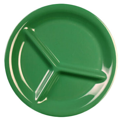 Thunder Group CR710GR Compartment Plate, 10-1/4" dia., round, 3-wells, break-resistant, dishwasher safe, BPA free, melamine, green