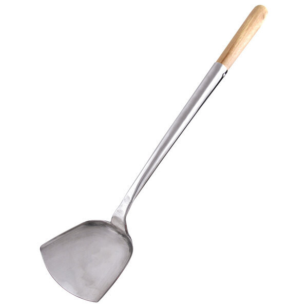 Thunder SLSPA002  Chinese Turner/Shovel, 4&quot; x 4-1/4&quot; shovel, 17-3/4&quot; long, wood handle, stainless steel