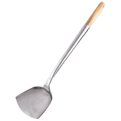Thunder SLSPA002  Chinese Turner/Shovel, 4" x 4-1/4" shovel, 17-3/4" long, wood handle, stainless steel