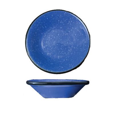 International Tableware CF-11 Fruit Bowl, 5 oz., 4-3/4" dia. x 1-1/4"H, round, rolled edge, fully vitrified, microwave &amp; dishwasher safe, stoneware-ceramic, speckle ocean blue. - 3 Dozen