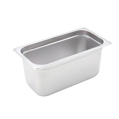 Winco SPJM-306  ASteam Table Pan, 1/3 size, 6-7/8" x 12-3/4" x 6" deep, 24 gauge, anti-jamming, 18/8 stainless steel