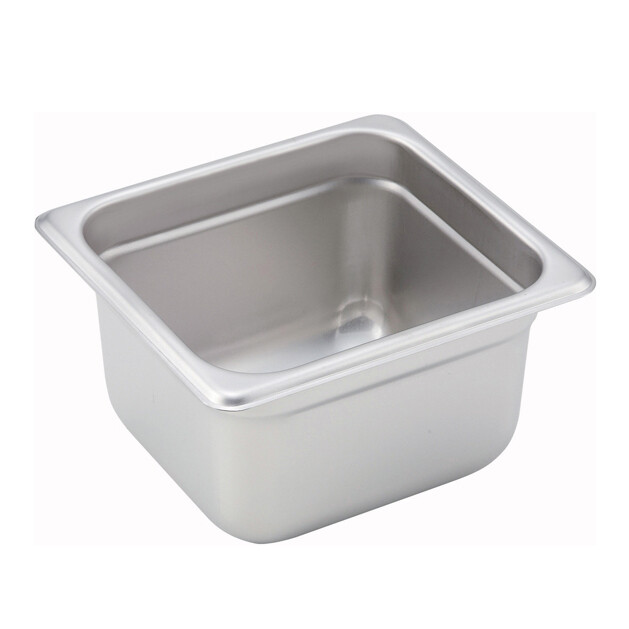Winco SPJM-604 Steam Table Pan, 1/6 size, 6-7/8&quot; x 6-5/16&quot; x 4&quot; deep, 24 gauge, anti-jamming, 18/8 stainless steel