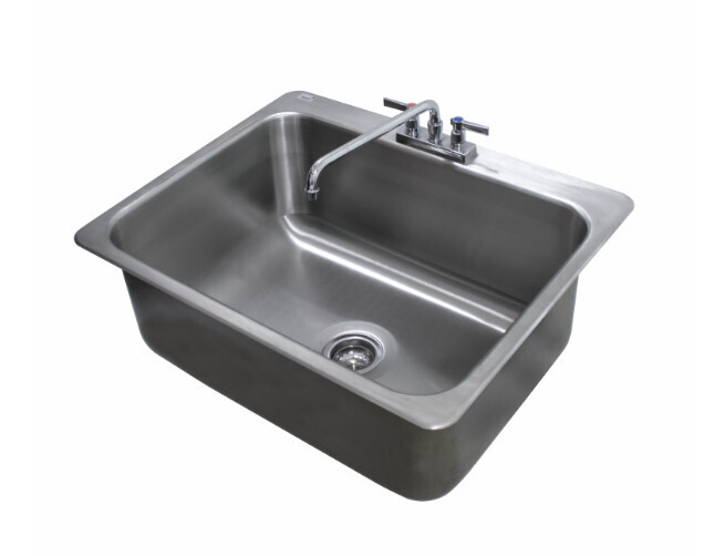 Regency DI12812 Drop-In Sink, 1-compartment, 28"W x 20"D front-to-back x 12" deep sink bowl, includes: deck mounted 12"