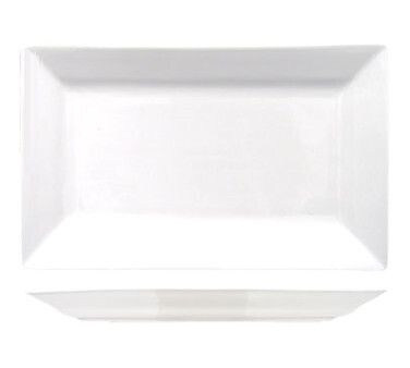 International Tableware EL-14  Platter, 14&quot; x 7&quot;, rectangular, wide rim, rolled edge, rectangular, fully vitrified, microwave &amp; dishwasher safe, lead free, porcelain, Bright White, 1 dozen
