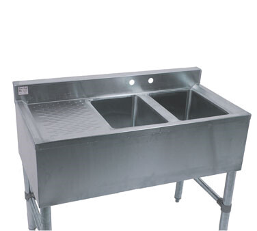 Klinger&#39;s Trading BAR2DL Underbar Sink Two Compartment, 37&quot;W x 18-3/4&quot;D x 33&quot;H